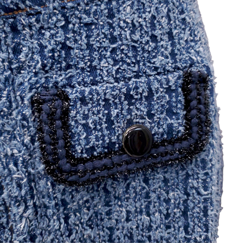 SELF PORTRAIT TEXTURED DENIM MINI SKIRT - SIZE 10