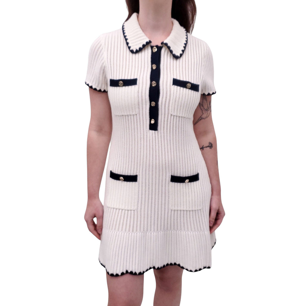 SELF PORTRAIT WHITE AND NAVY DRESS - SIZE M