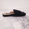 SERGIO ROSSI BLACK SUEDE FRINGE SLIDES - SIZE 35