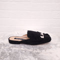 SERGIO ROSSI BLACK SUEDE FRINGE SLIDES - SIZE 36.5