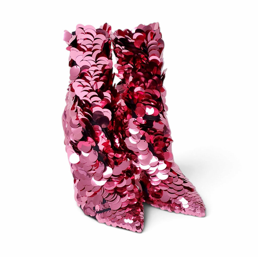 SERGIO ROSSI SEQUIN EMBELLISHED BOOTIES - SIZE 40