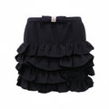 SHUSHU/TONG BLACK MULTI-LAYERED RUFFLE SKIRT WITH CRYSTAL BOW - SIZE UK 12 (US 8)