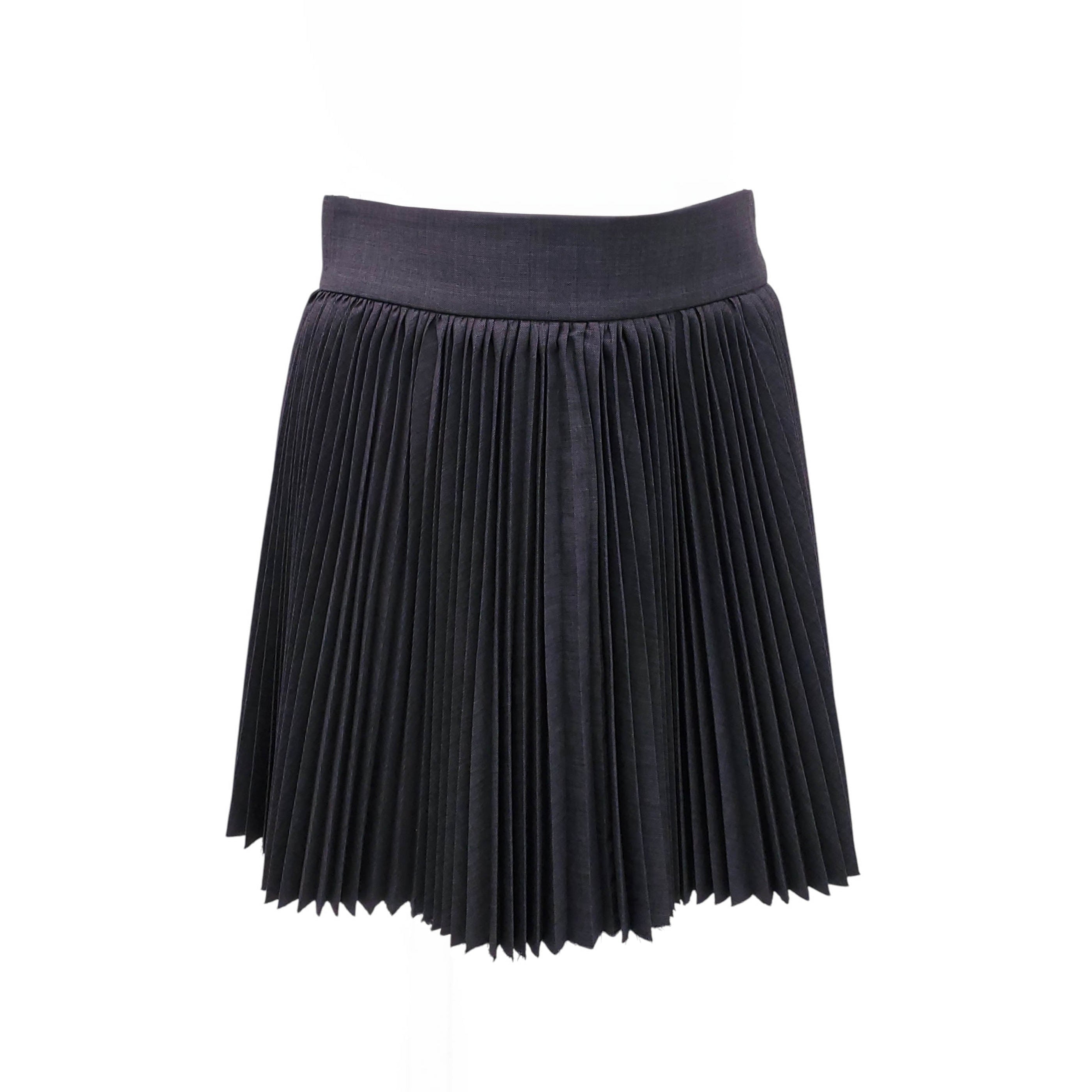 SHUSHU/TONG FRAYED SWISHY PLEATED GREY SKIRT - SIZE UK 8 (US 4)