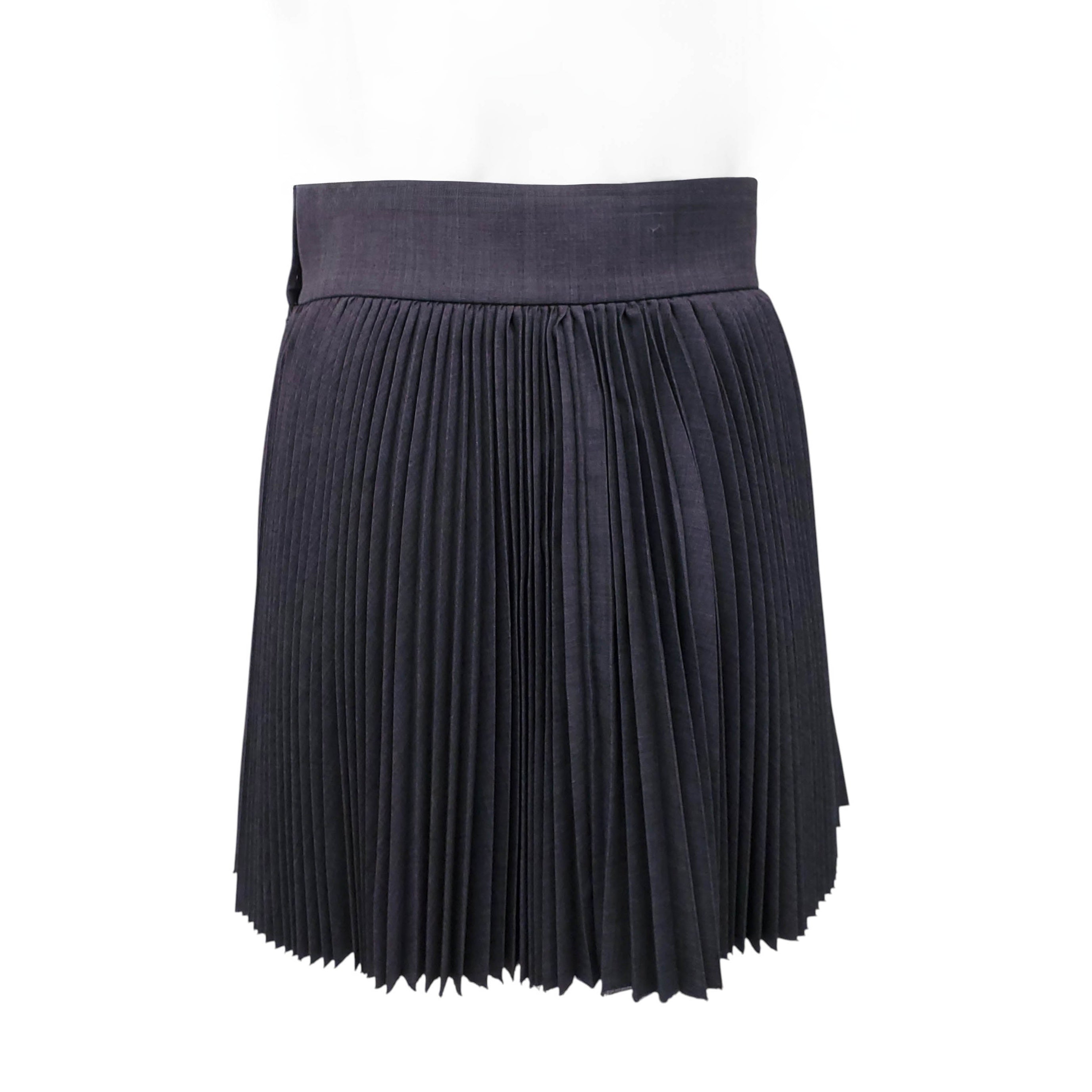 SHUSHU/TONG FRAYED SWISHY PLEATED GREY SKIRT - SIZE UK 8 (US 4)