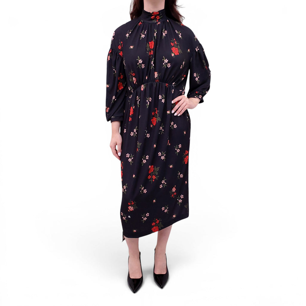 SIMONE ROCHA BLACK AND RED FLORAL DRESS - SIZE S