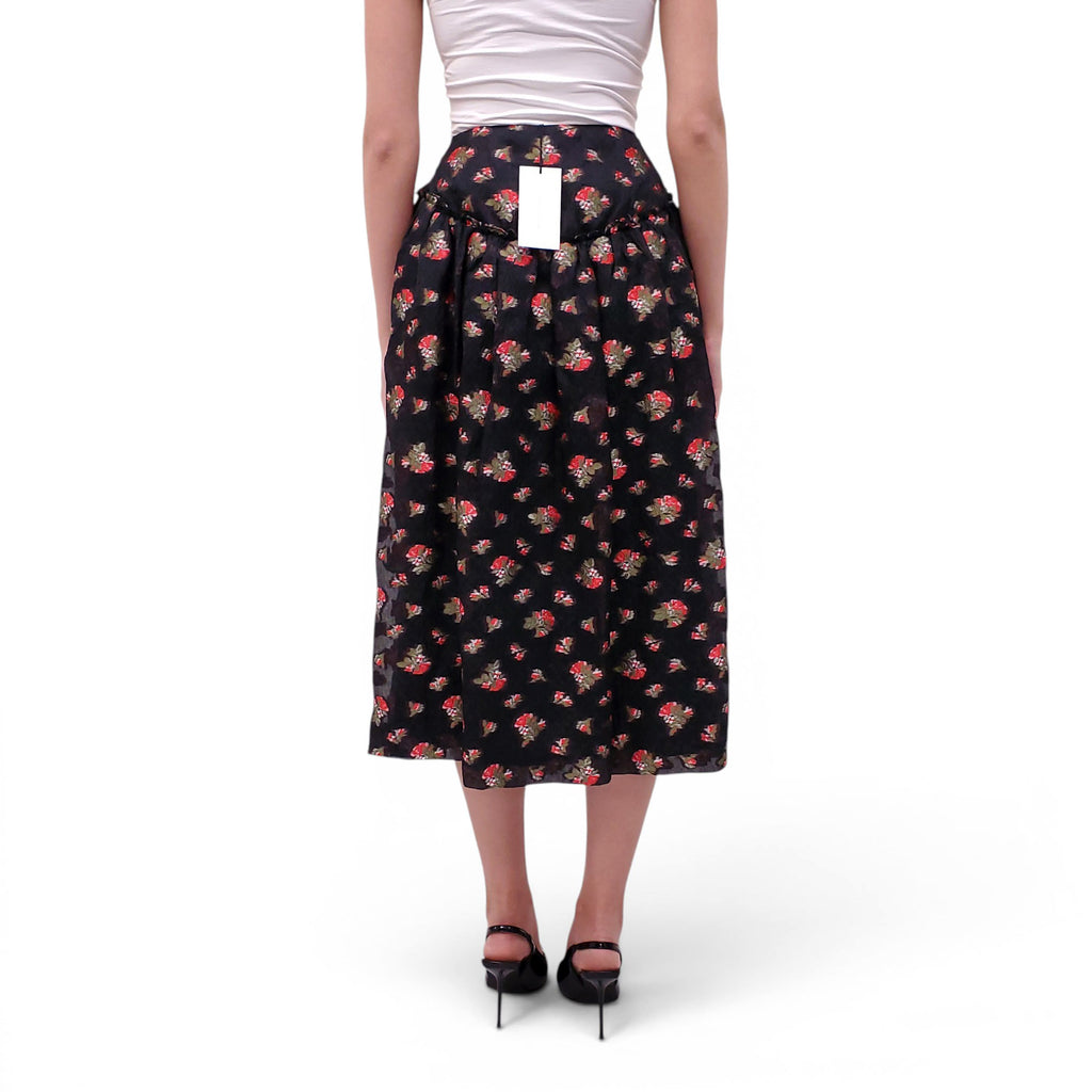 SIMONE ROCHA BLACK FLORAL SKIRT - SIZE 8
