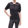 SIMONE ROCHA SHEER BLACK SWEATER WITH PEARLS - SIZE S
