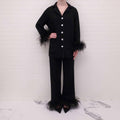 SLEEPER BLACK FEATHER BUTTON UP SET - SIZE M