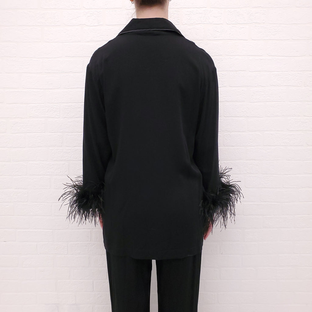 SLEEPER BLACK FEATHER BUTTON UP SET - SIZE M