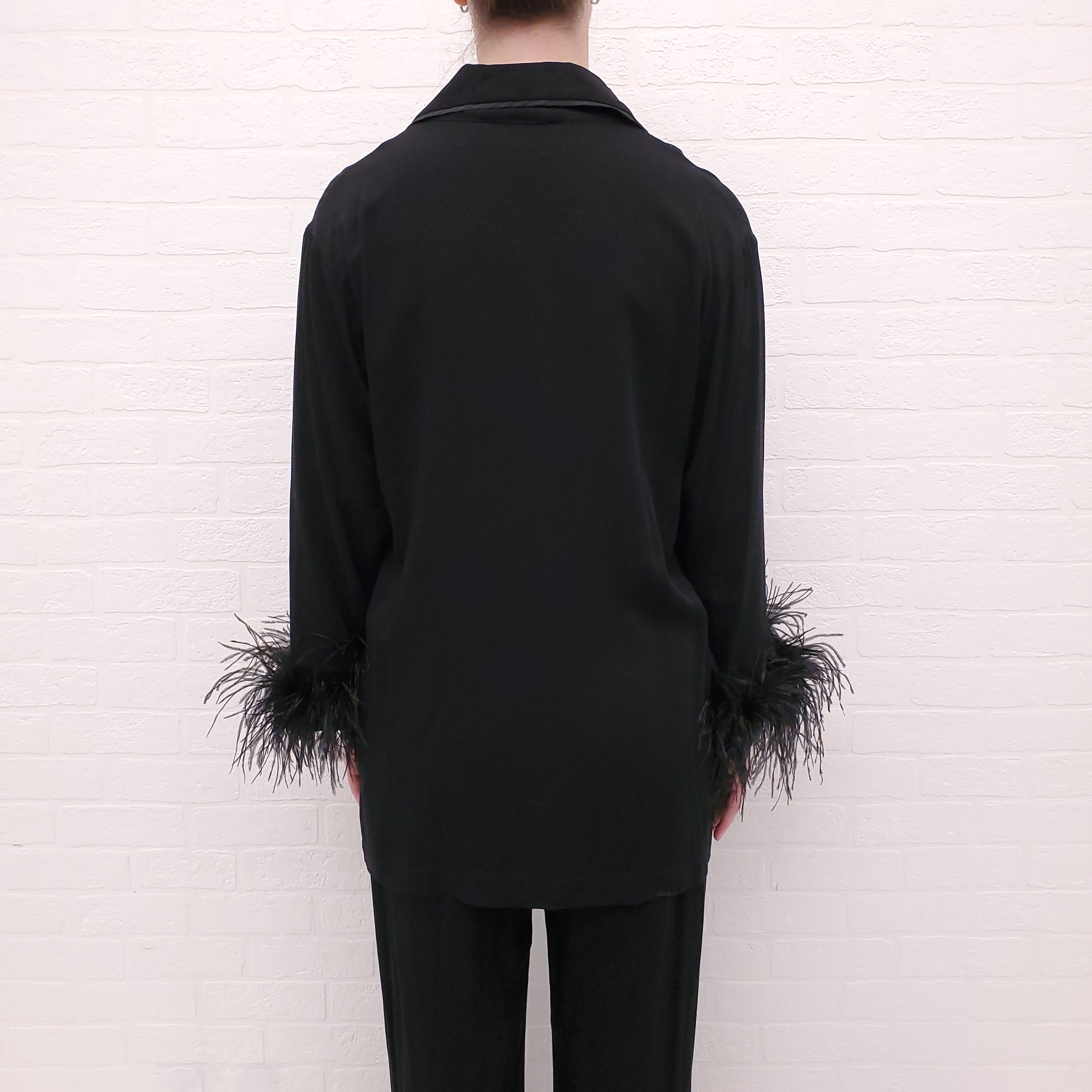 SLEEPER BLACK FEATHER BUTTON UP SET - SIZE M