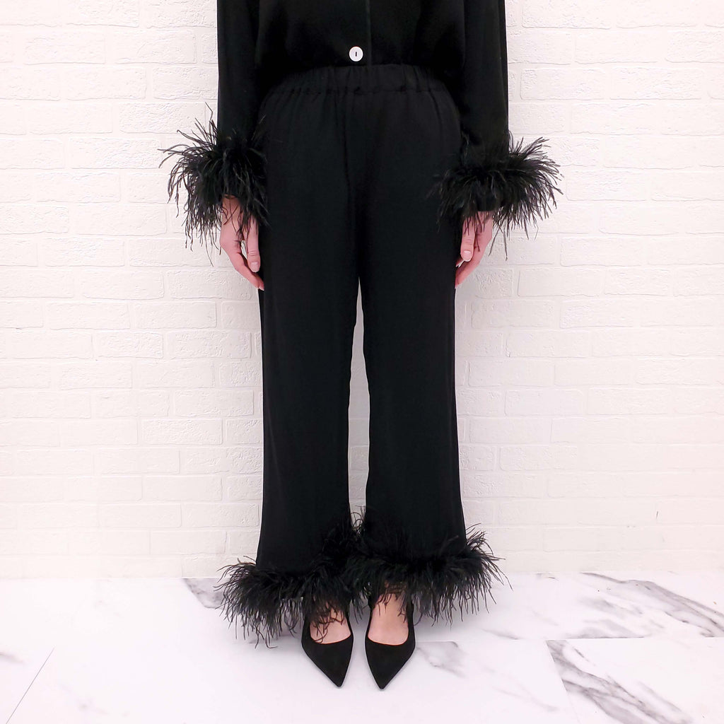 SLEEPER BLACK FEATHER BUTTON UP SET - SIZE M