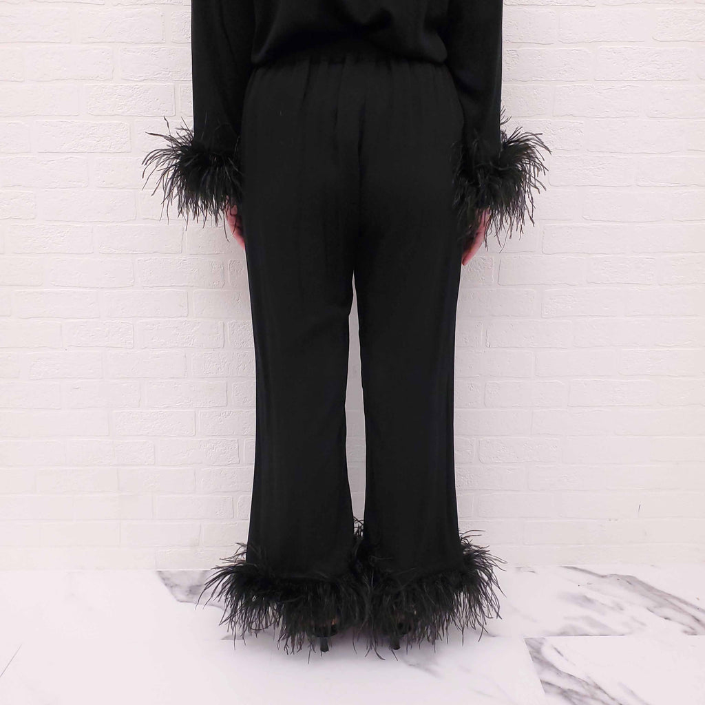 SLEEPER BLACK FEATHER BUTTON UP SET - SIZE M