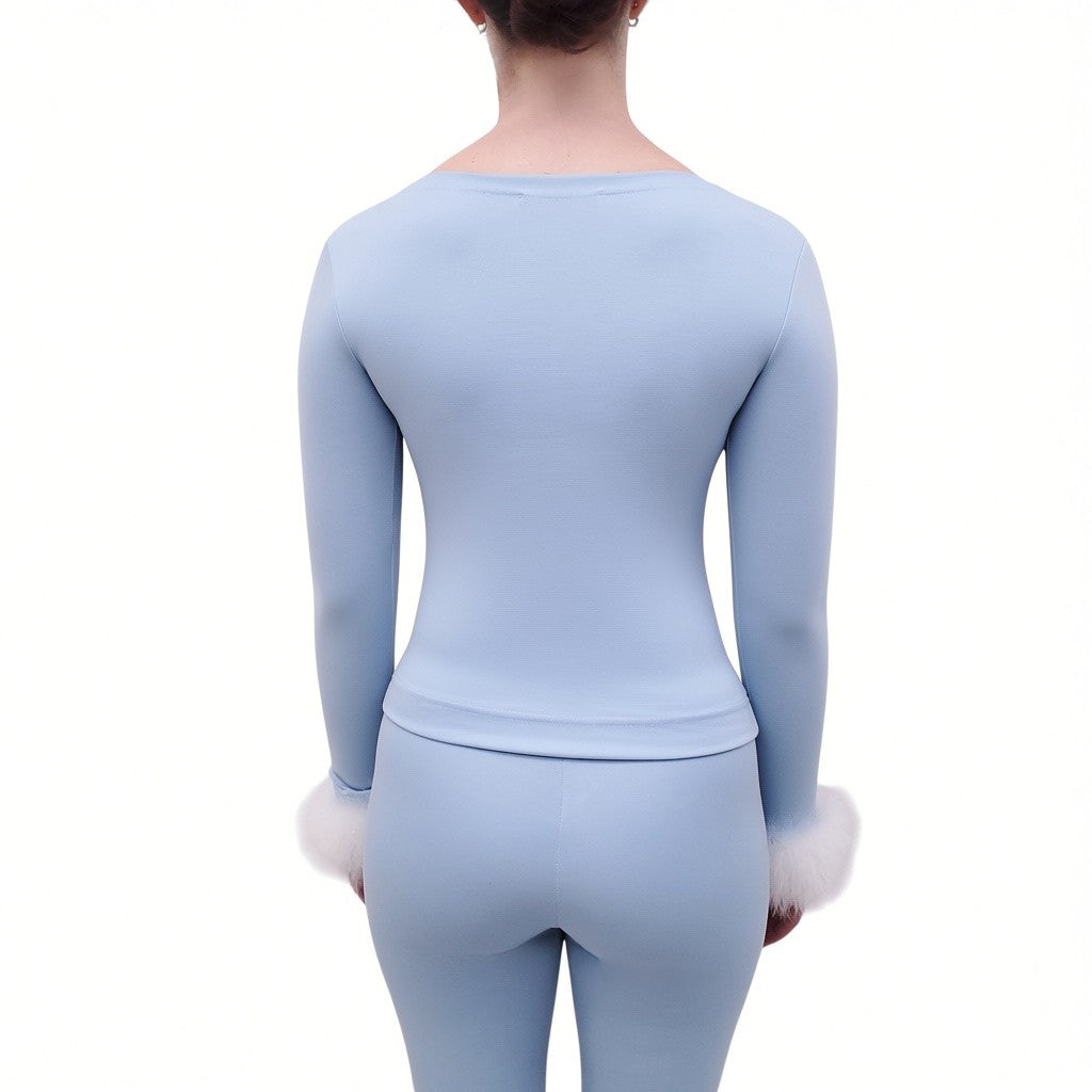 SLEEPER BLUE LOUNGE SET WITH WHITE FEATHER DETAILS - SIZE S