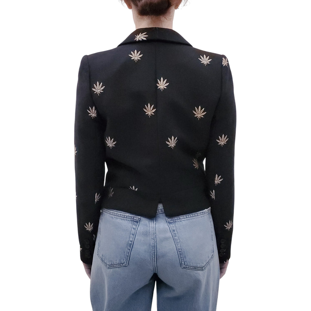 SMYTHE BLACK AND GOLD EMBROIDERED JACKET - SIZE 4