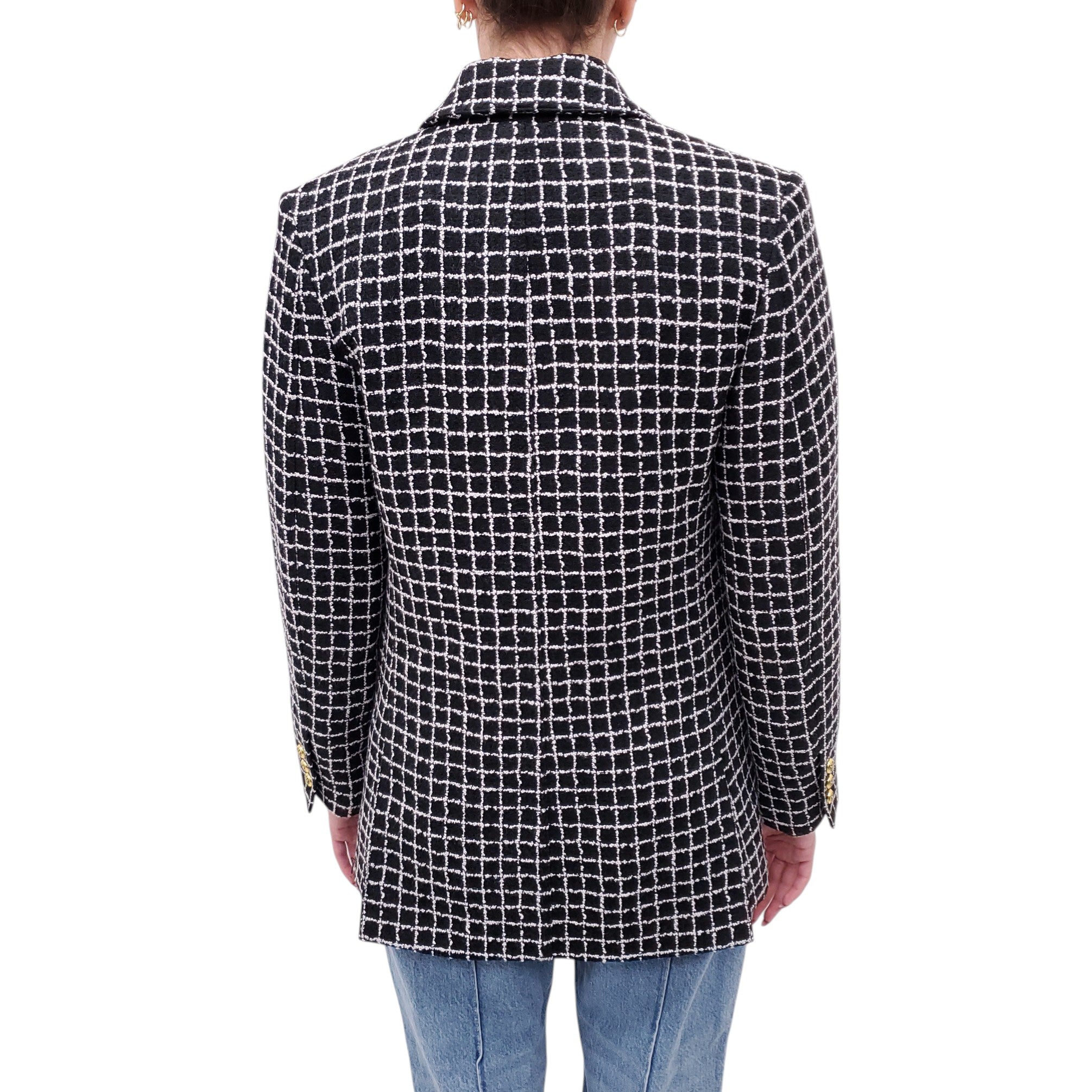 SMYTHE BLACK AND WHITE OVERSIZED PLAID JACKET - SIZE M