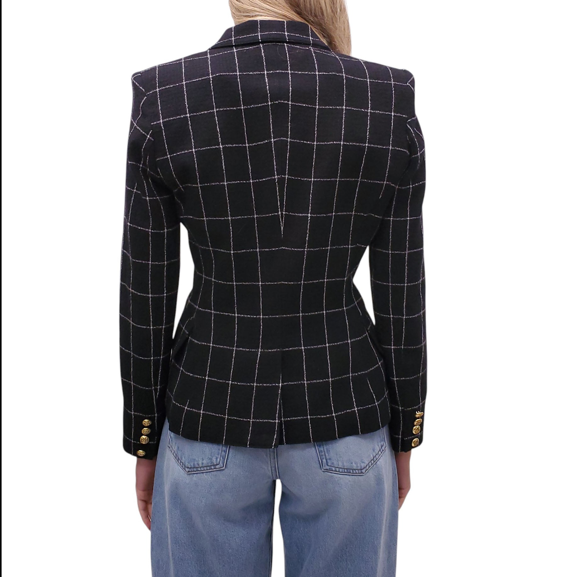 SMYTHE BLACK AND WHITE PLAID BLAZER - SIZE 2
