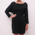 SMYTHE BLACK LONG SLEEVE DRESS WITH GOLD BUTTONS - SIZE 2