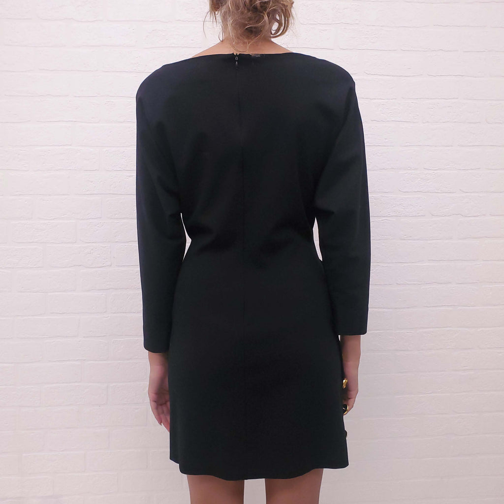 SMYTHE BLACK LONG SLEEVE DRESS WITH GOLD BUTTONS - SIZE 2