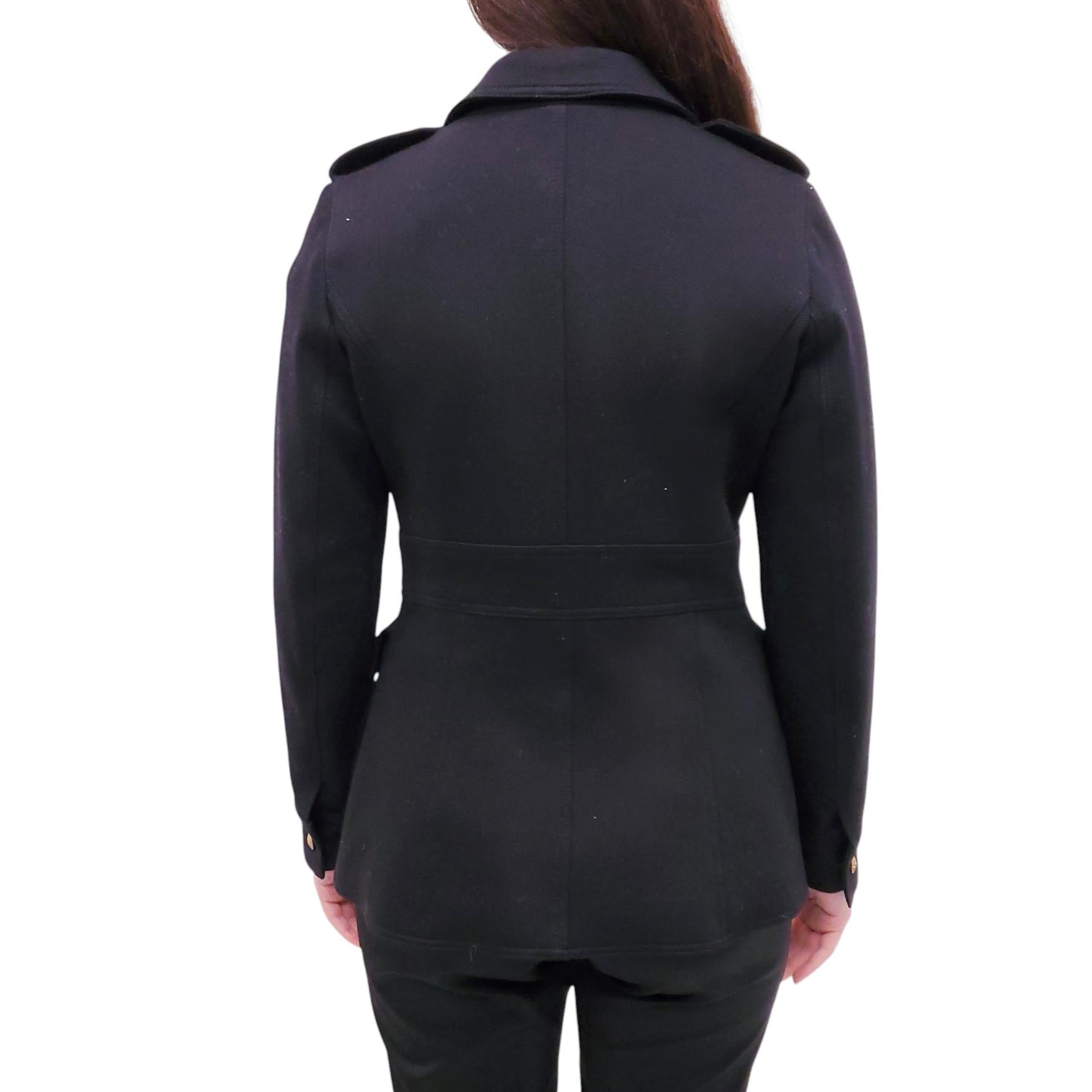 SMYTHE BLACK MILITARY JACKET WITH GOLD BUTTONS - SIZE 8
