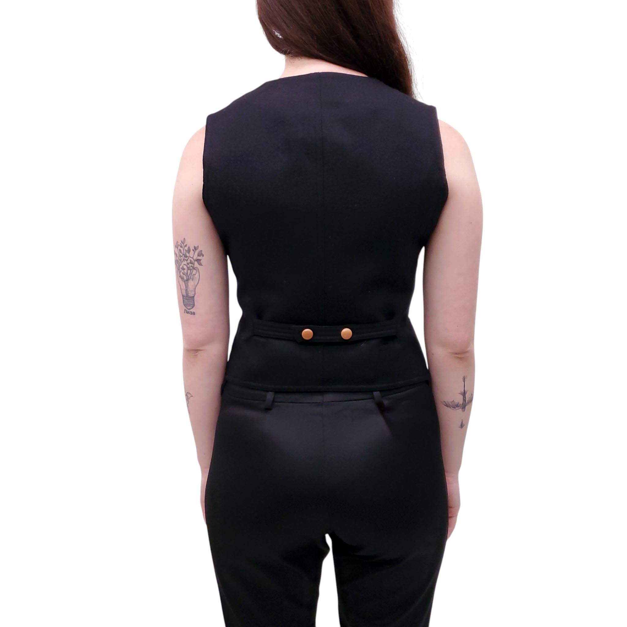 SMYTHE BLACK VEST WITH LEATHER BUTTONS - SIZE 8