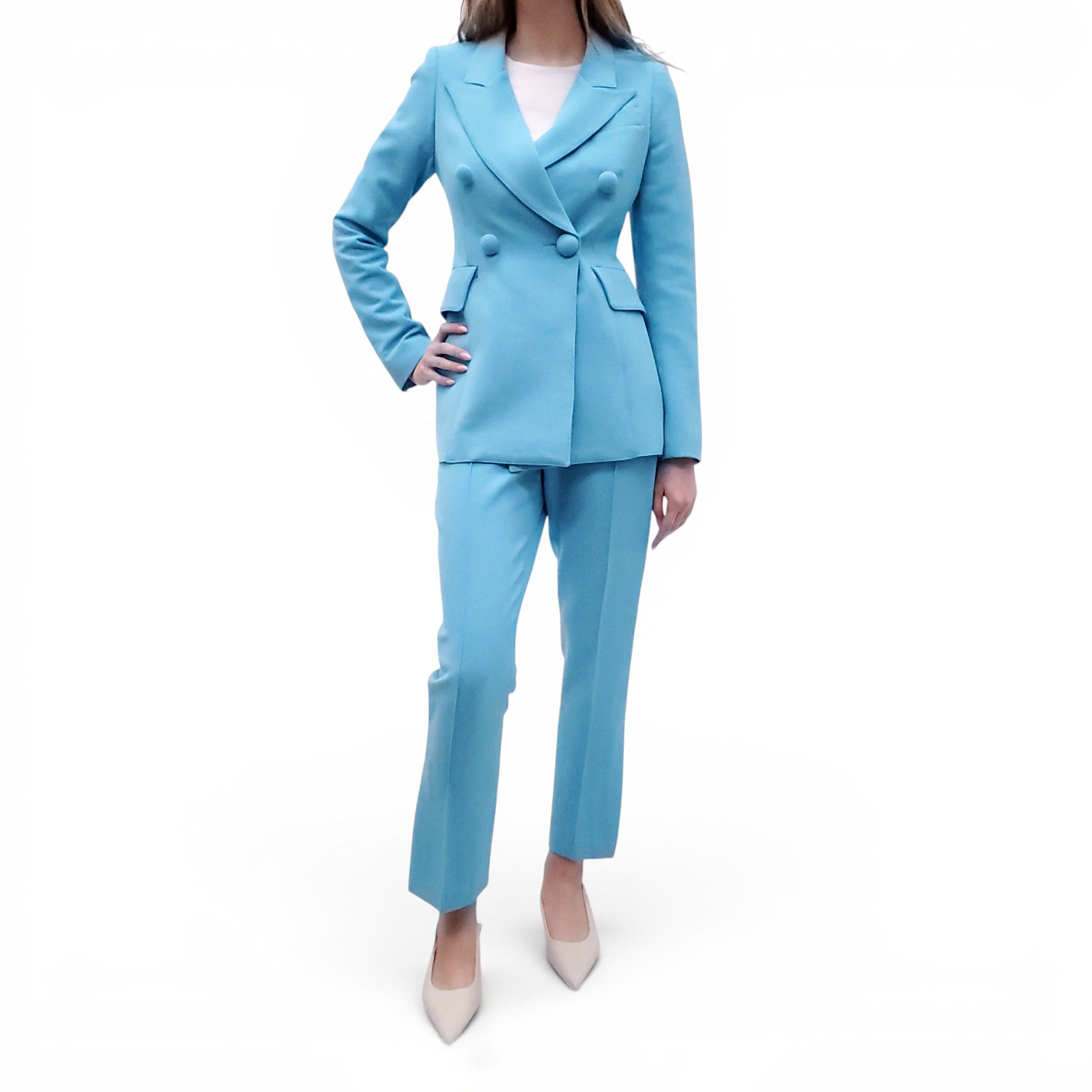 SMYTHE BLUE BLAZER SET WITH POLKA DOT LINING - SIZE 4
