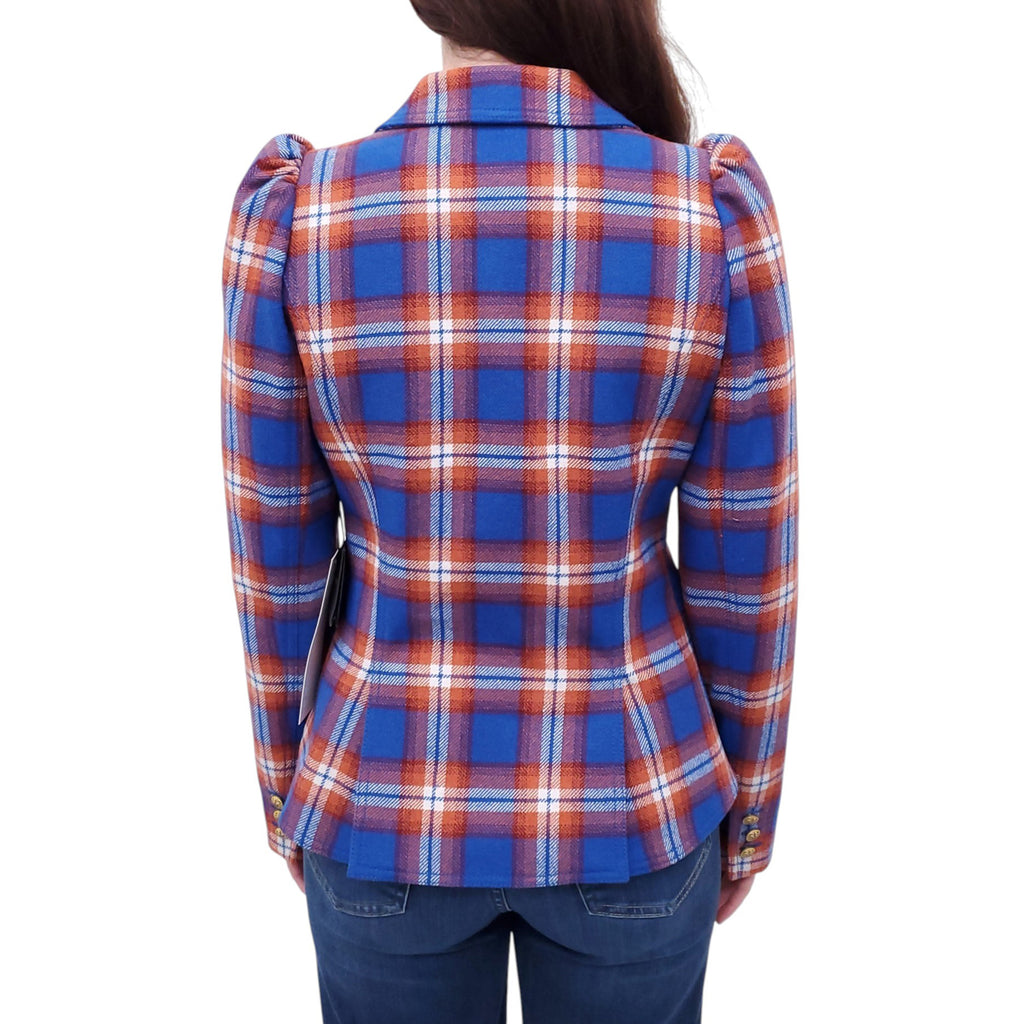 SMYTHE BLUE PLAID WOOL JACKET - SIZE 8