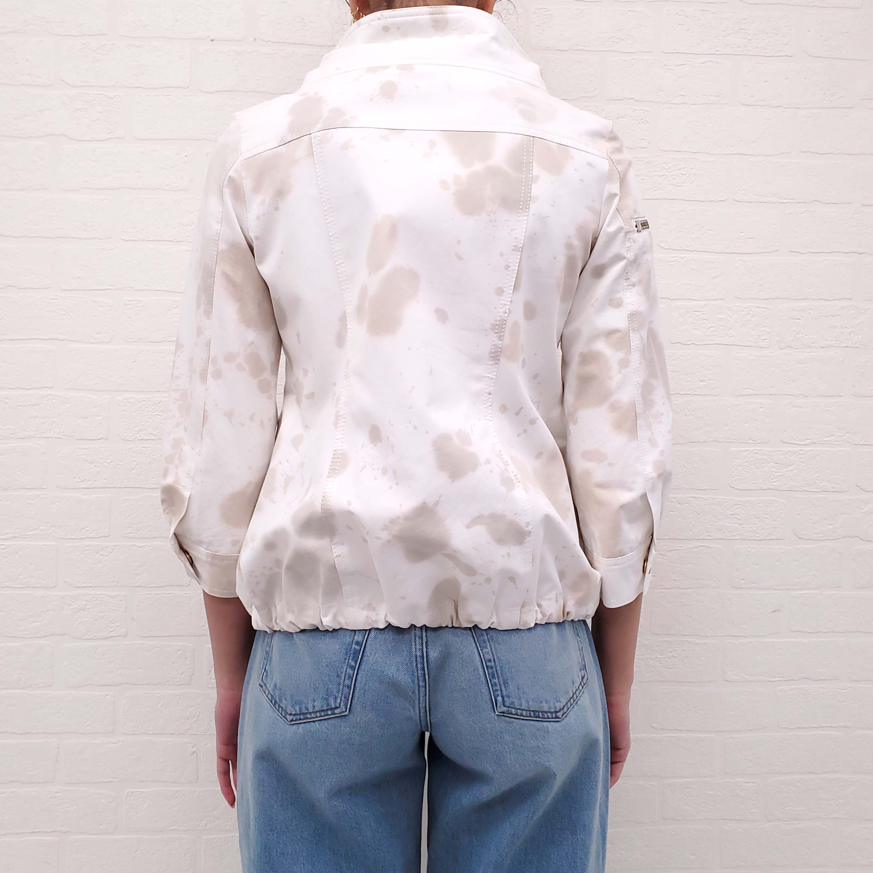 SMYTHE CREAM AND BEIGE TIE DYE BOMBER JACKET - SIZE 4