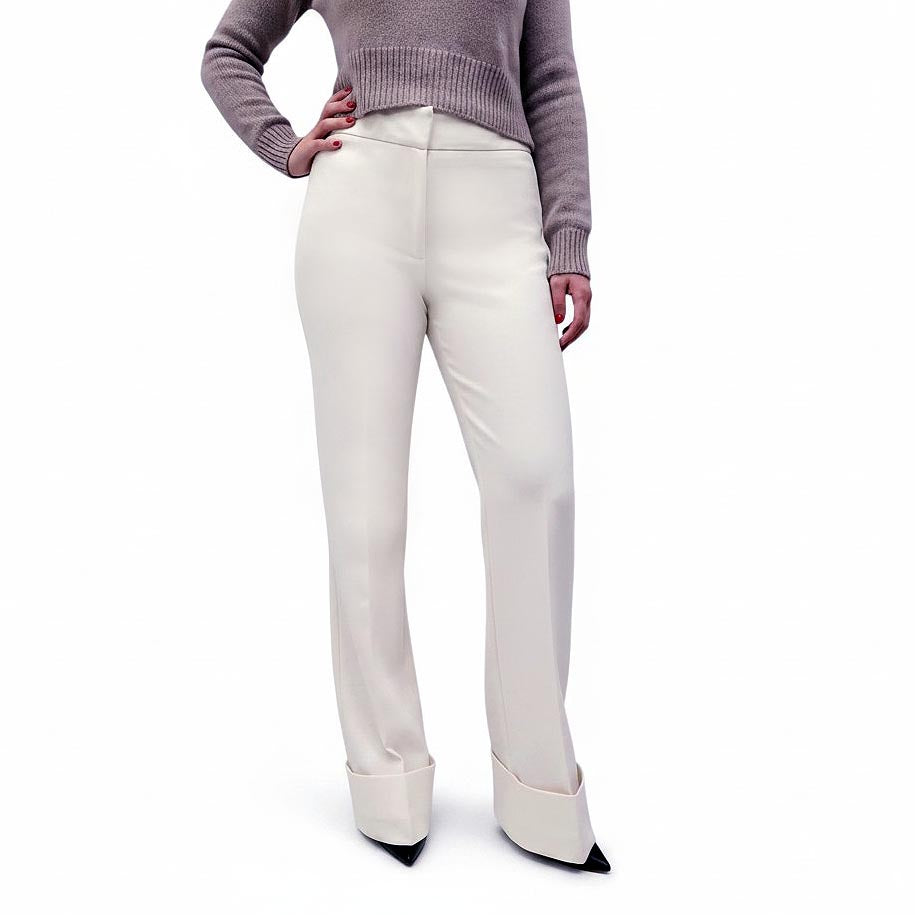 SMYTHE CREAM CUFFED TROUSERS - SIZE 6