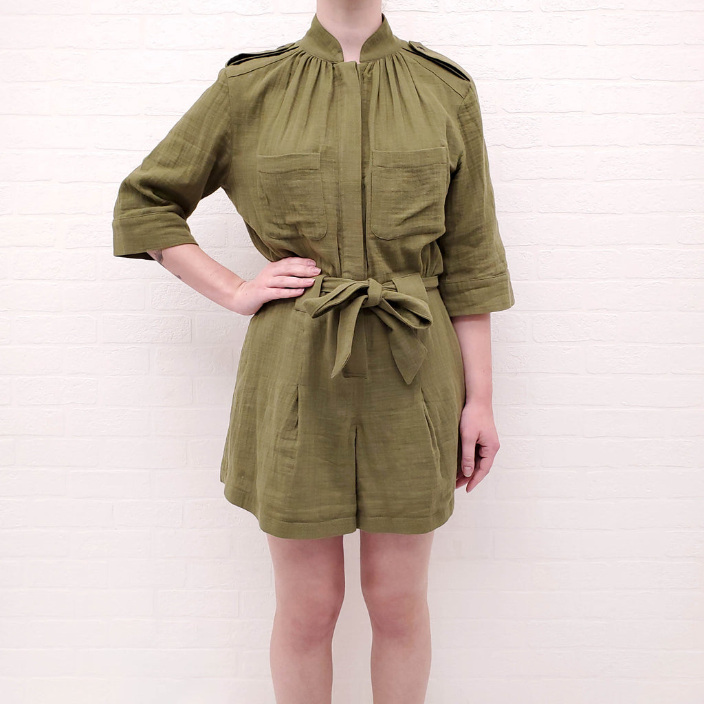 SMYTHE GREEN COTTON ROMPER - SIZE S