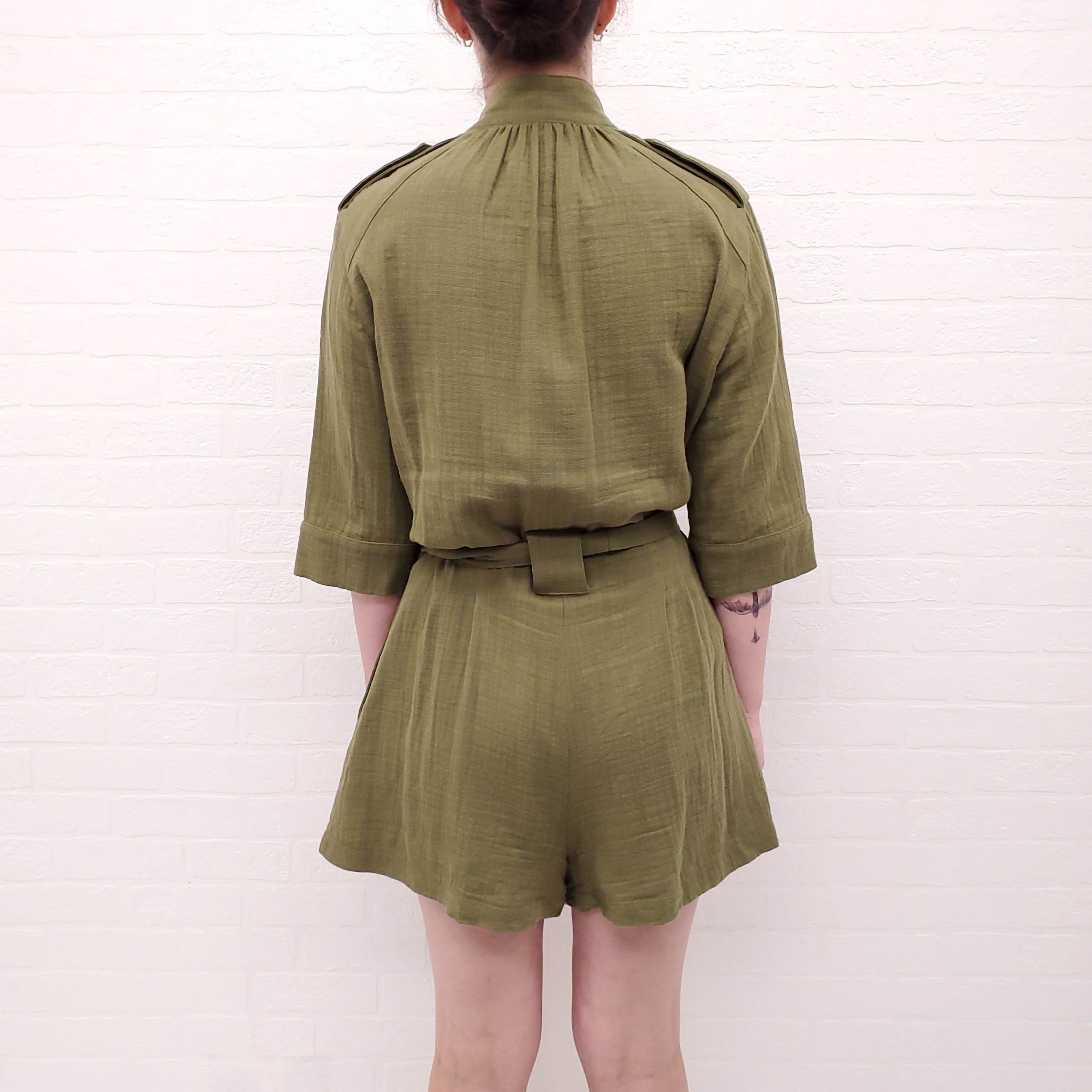 SMYTHE GREEN COTTON ROMPER - SIZE S