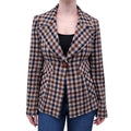 SMYTHE KHAKI, NAVY AND BURGUNDY PLAID BLAZER - SIZE 4