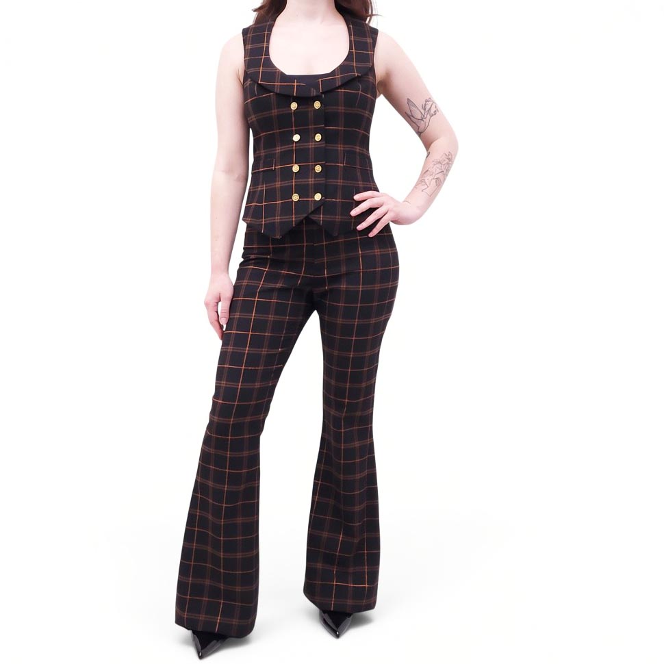 SMYTHE NAVY METALLIC PLAID VEST SET - SIZE 4