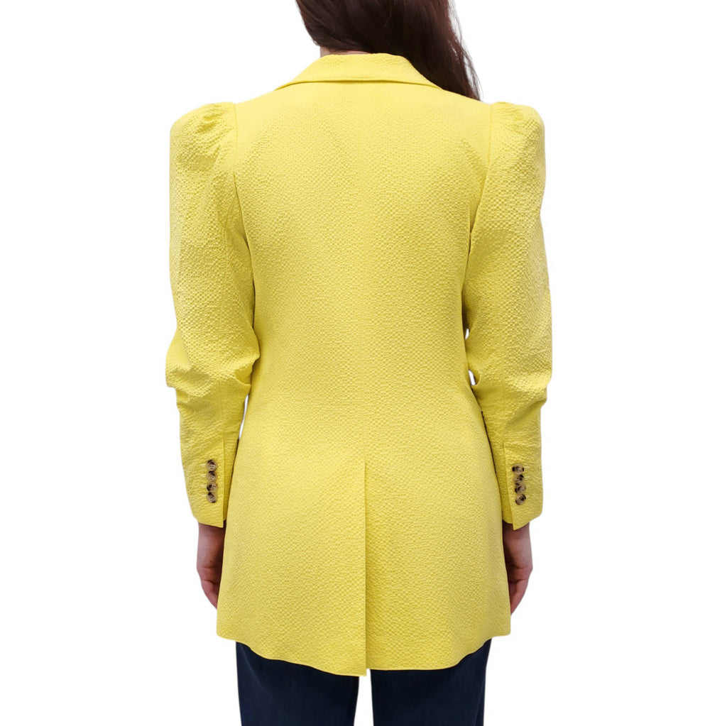 SMYTHE NEON YELLOW BLAZER WITH PUFF SHOULDER DETAIL - SIZE 10