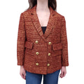 SMYTHE ORANGE AND GOLD METALLIC TWEED JACKET - SIZE 8