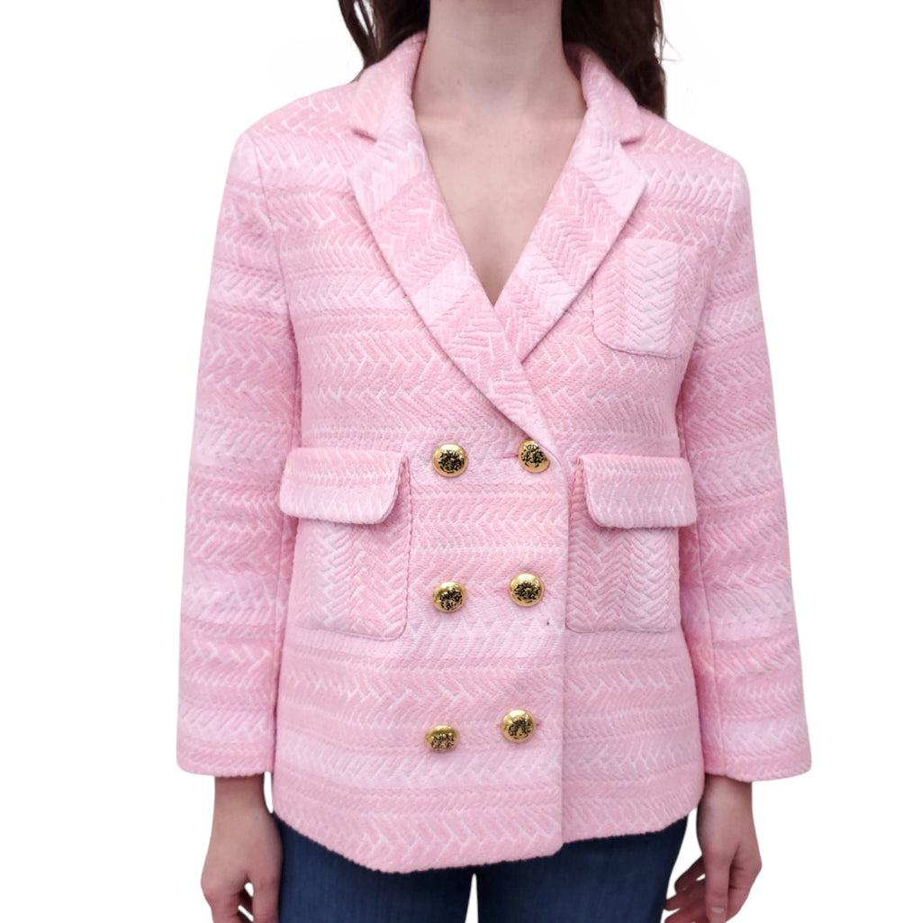 SMYTHE PINK PATTERNED JACKET WITH GOLD BUTTONS - SIZE 8