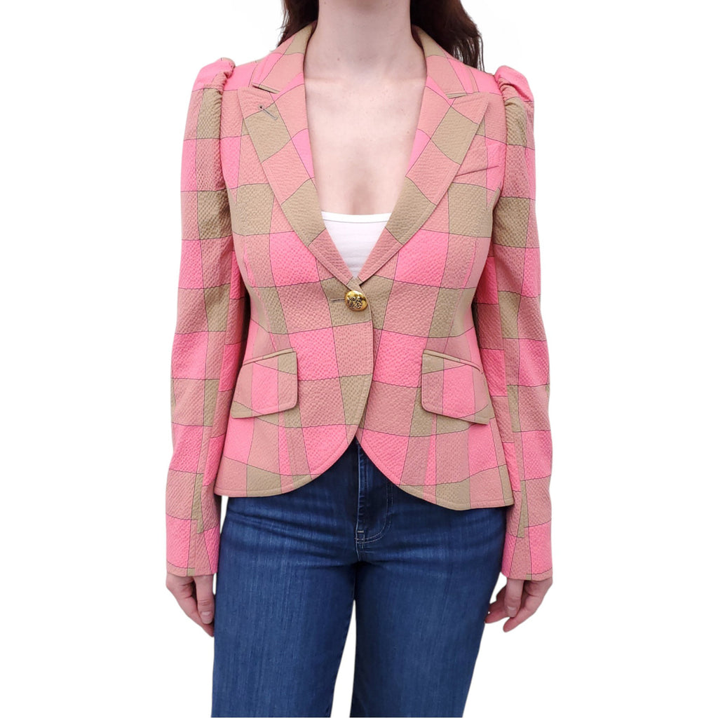 SMYTHE PINK PLAID DUTCHESS BLAZER - SIZE 10