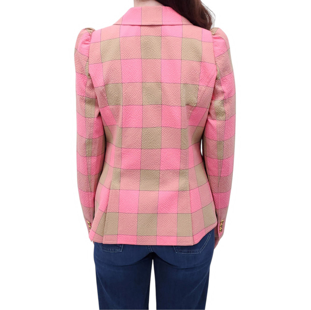 SMYTHE PINK PLAID DUTCHESS BLAZER - SIZE 10