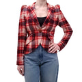 SMYTHE RED PLAID BLAZER WITH PUFF SHOULDERS - SIZE 4
