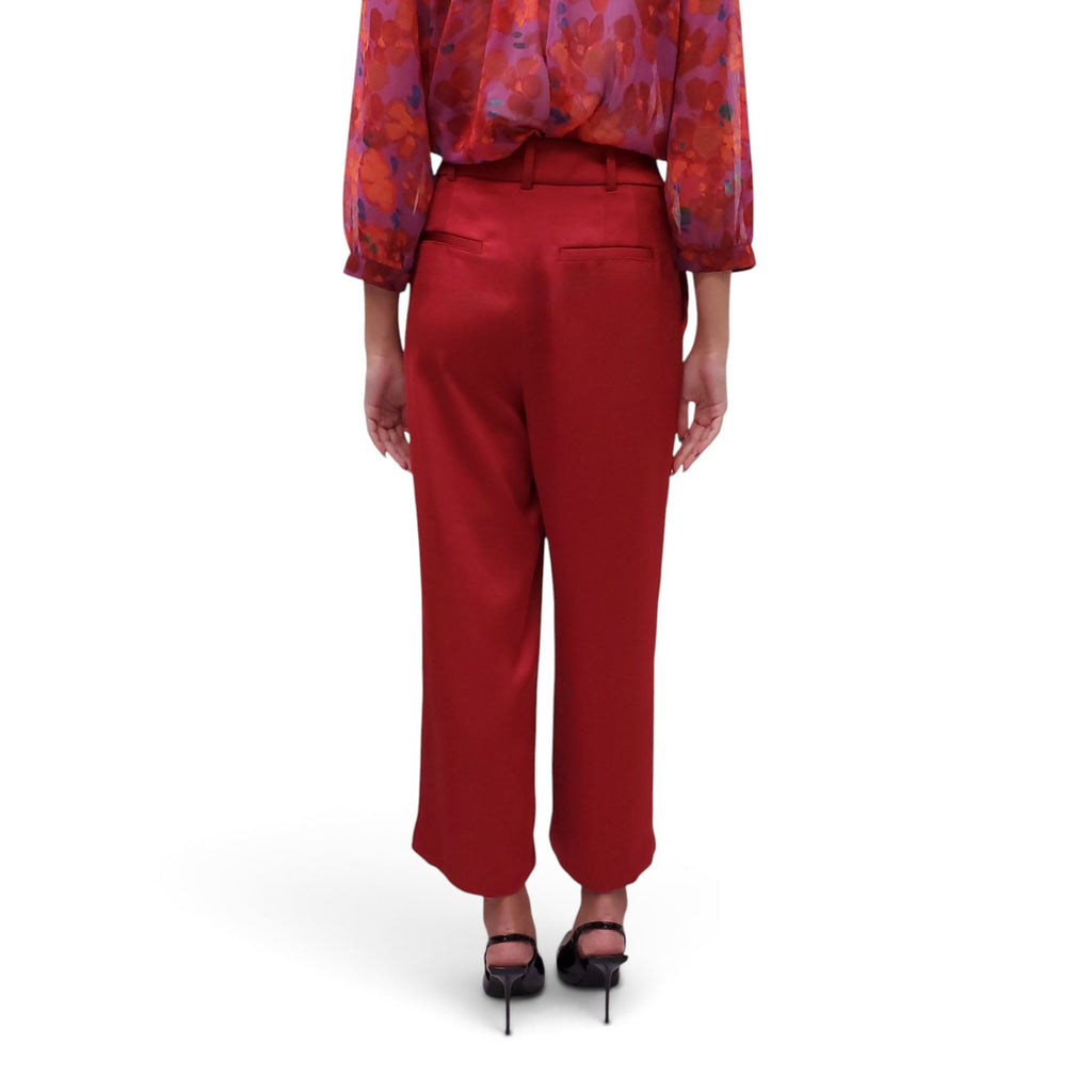SMYTHE RED SATIN TROUSERS - SIZE 2