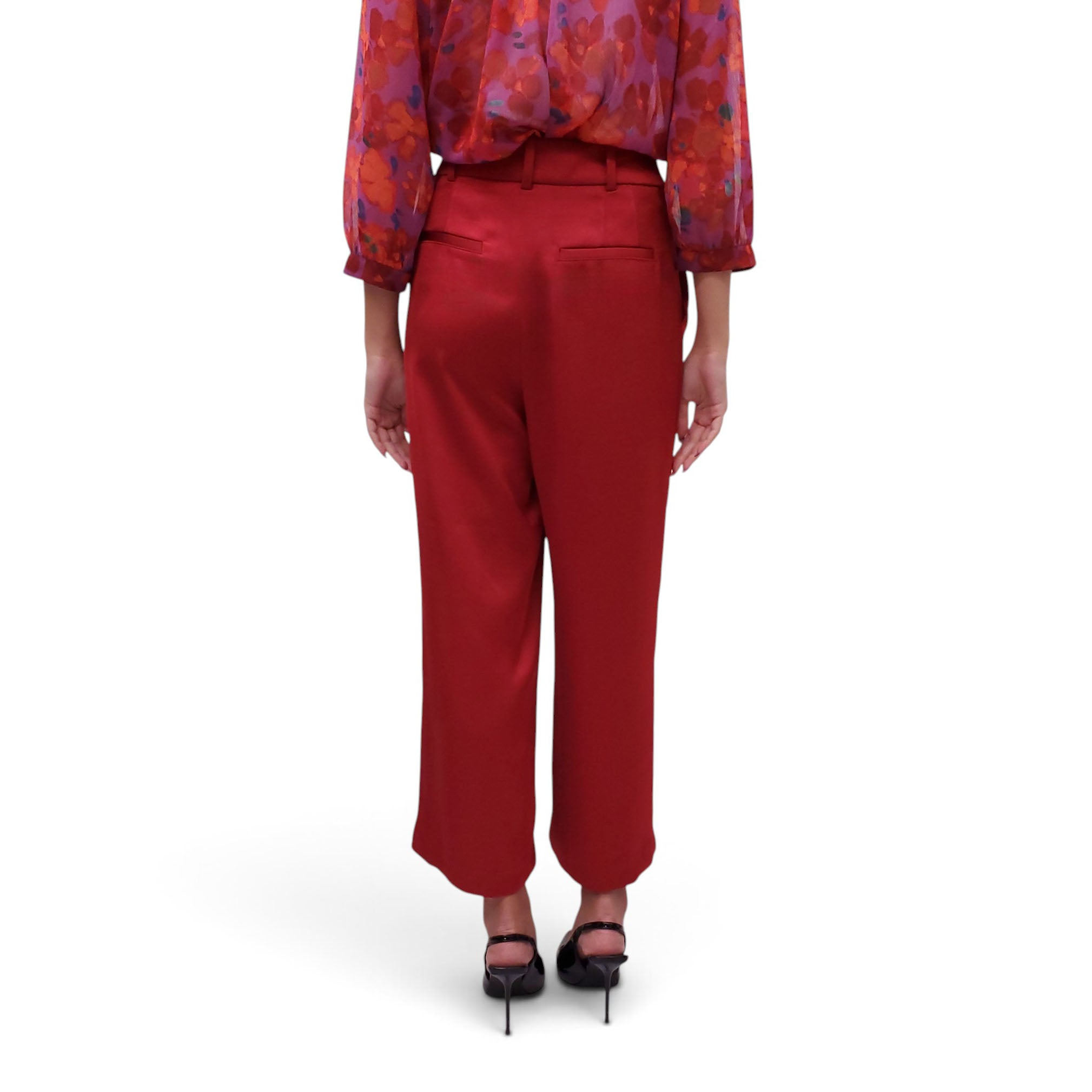 SMYTHE RED SATIN TROUSERS - SIZE 2