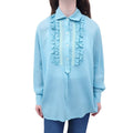 SMYTHE TURQUOISE RUFFLE BLOUSE - SIZE M