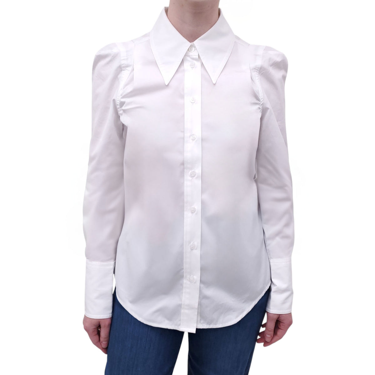 SMYTHE WHITE BUTTON UP BLOUSE - SIZE S