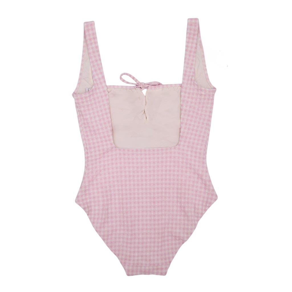 SOLID & STRIPED PINK GINGHAM ONE-PIECE SWIMSUIT - SIZE L