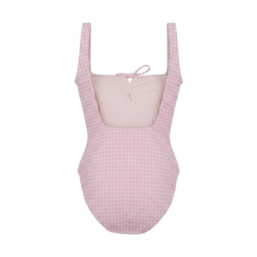 SOLID & STRIPED PINK GINGHAM ONE-PIECE SWIMSUIT - SIZE L