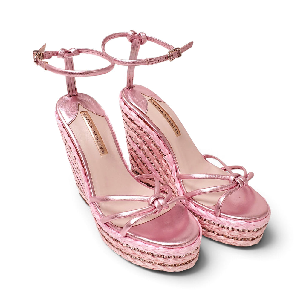 SOPHIA WEBSTER PINK CRYSTAL WEDGES - SIZE 40.5