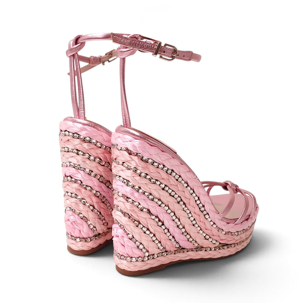 SOPHIA WEBSTER PINK CRYSTAL WEDGES - SIZE 40.5