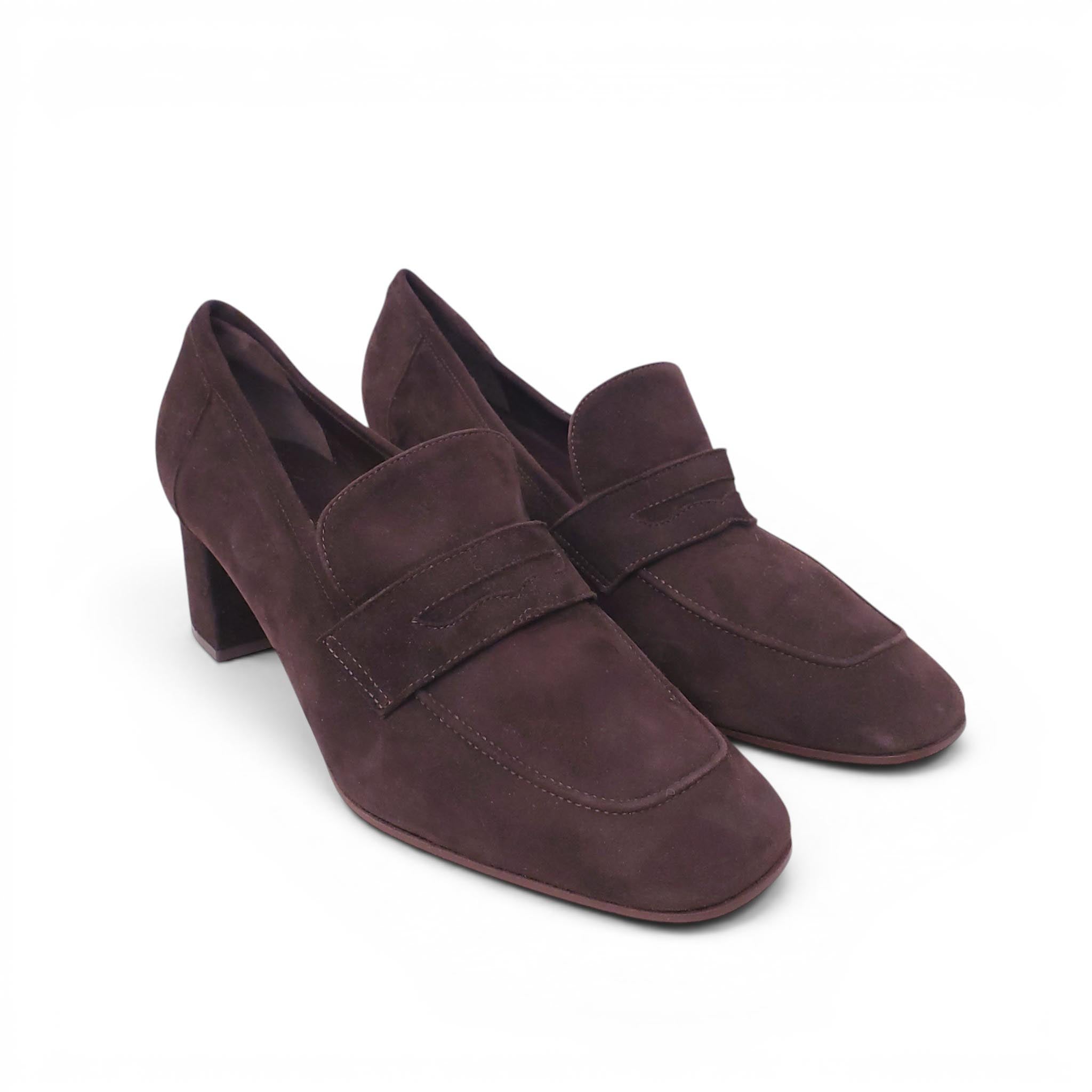 SOPHIQUE MILANO CHOCOLATE LOAFER HEELS - SIZE 41