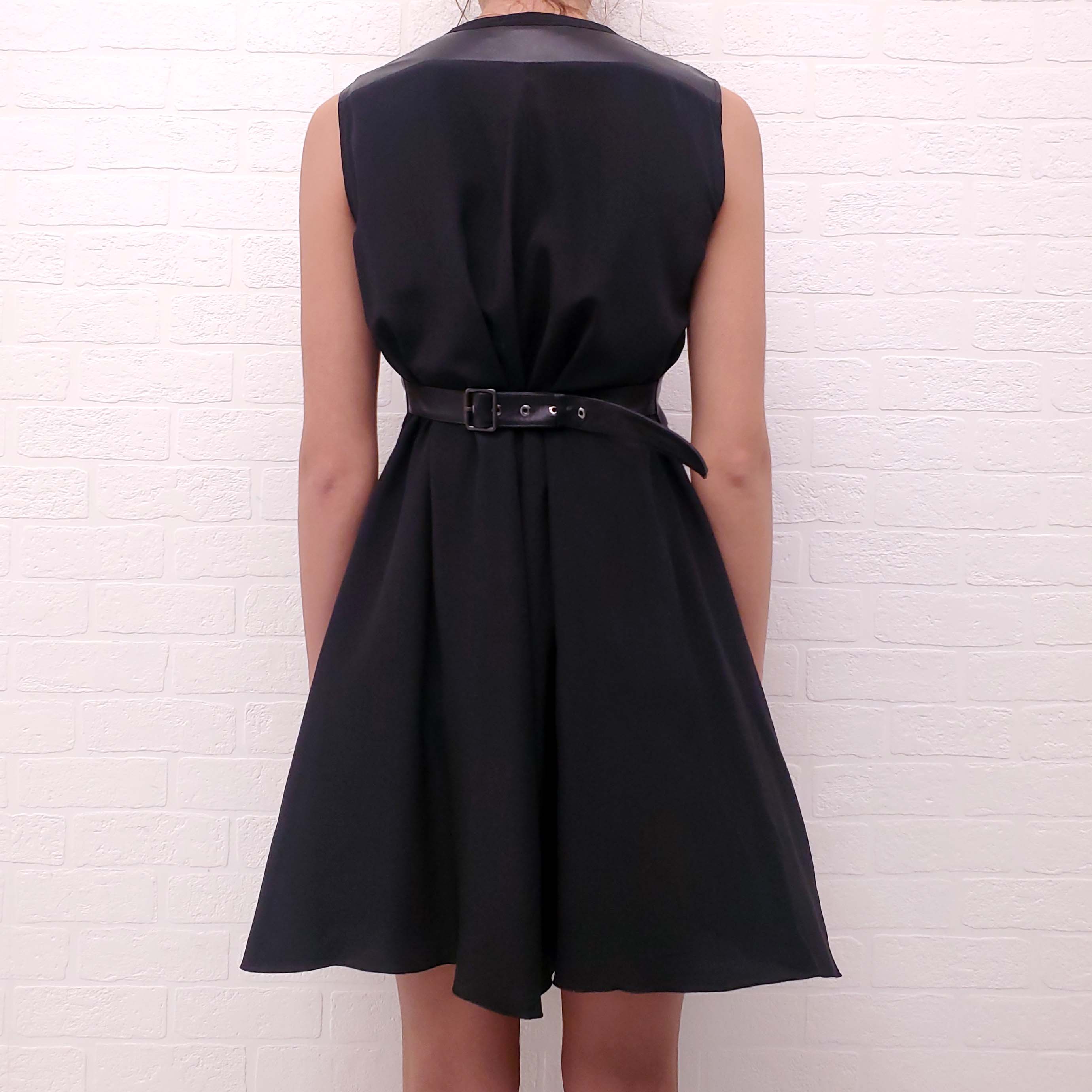 SPORTMAX LEATHER DRESS WITH BELT - SIZE 2