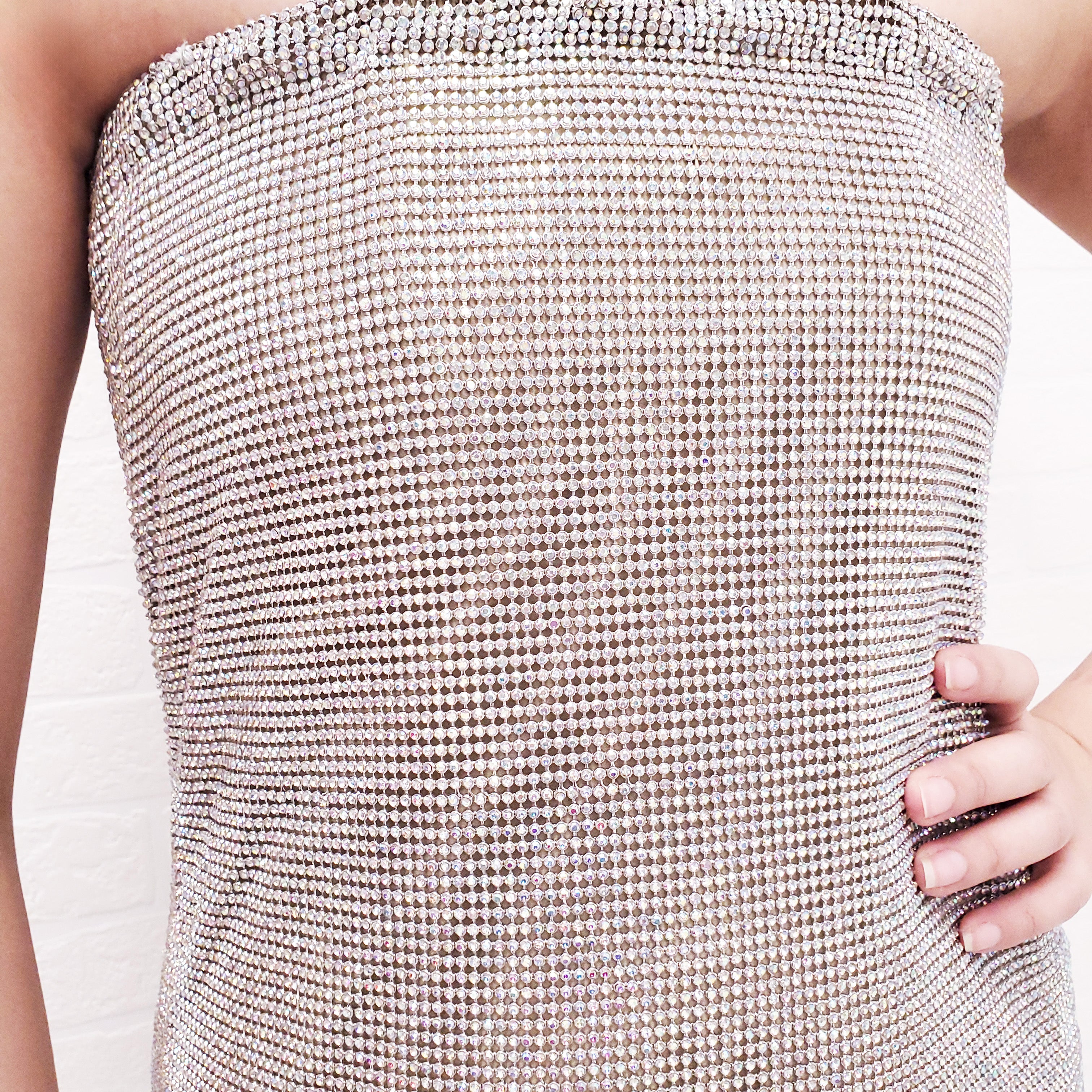 SPORTMAX SILVER RHINESTONE SILVER DRESS - SIZE XS