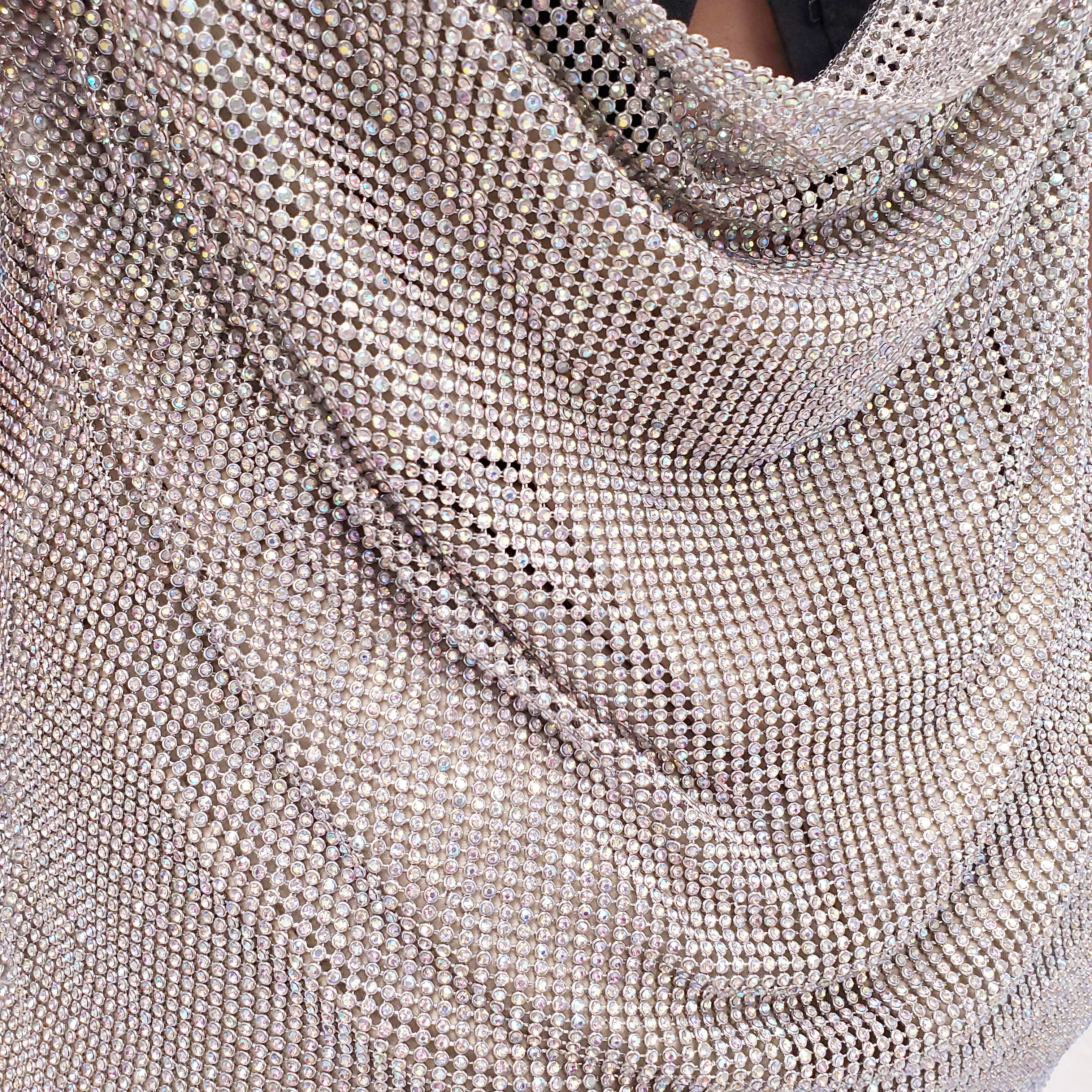 SPORTMAX SILVER RHINESTONE SILVER DRESS - SIZE XS